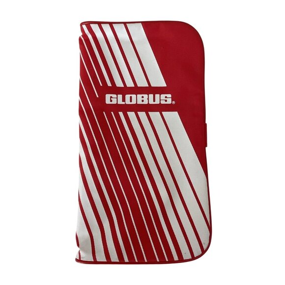 Globus Handbags - Vintage Globus Travel Organizer Red & White Vinyl 80s Airline Souvenir With Mult